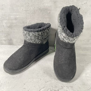 MUK LUKS WOMEN'S ALYX‎ BOOTS Size 6 MID-CALF PULL ON FASHION BLACK SUEDE